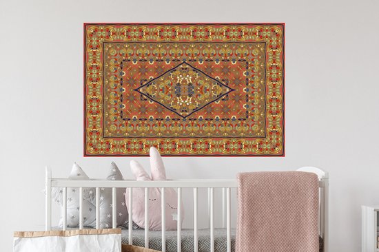 Stickers muraux - Tapis Persan - Tapis - Jaune - Rouge - 90x60 cm - Film Adhésif