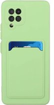 Samsung A02S Hoesje met pasjeshouder Groen - Samsung Galaxy A02s hoesje Soft silicone colour case met kaarthouder
