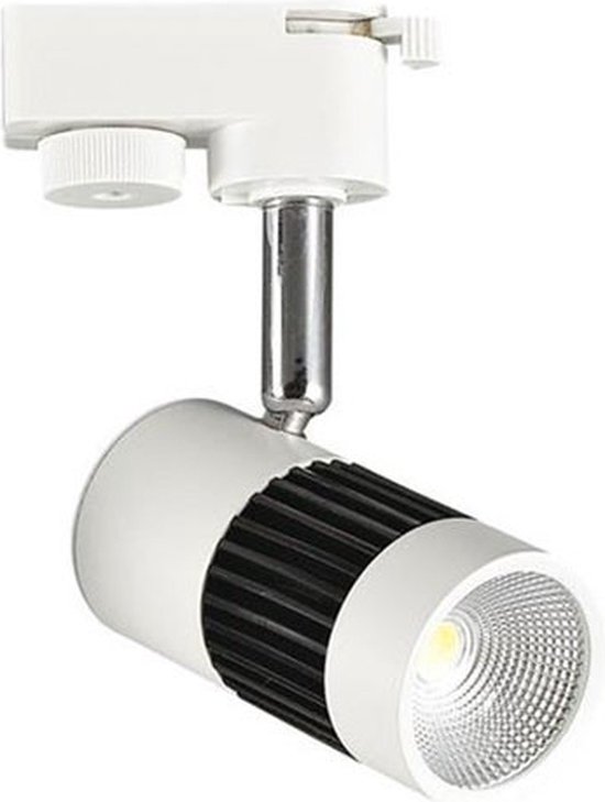LED Railverlichting - Track Spot - 13W 1 Fase - Rond - Natuurlijk Wit 4200K - Mat Zwart/Wit Aluminium
