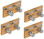 Set van 4 bamboe kleerhangers, 2 haken (met RVS)