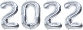 Ballon en aluminium chiffre 2022 réveillon du New an décoration de Fête Happy année Ballons Décoration Argent 70 cm avec paille