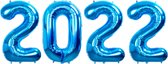 Ballon en aluminium chiffre 2022 réveillon du New an décoration de Fête Happy année Ballons Décoration Blauw 70 cm avec paille