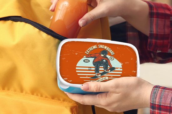 Lunch box Blauw - Lunch box - Boîte à pain - Snowboard - Homme - Citation - Vintage - 18x12x6 cm - Enfants - Garçon