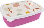 Broodtrommel Roze - Lunchbox - Brooddoos - Pastel - Patronen - Vormen - 18x12x6 cm - Kinderen - Meisje