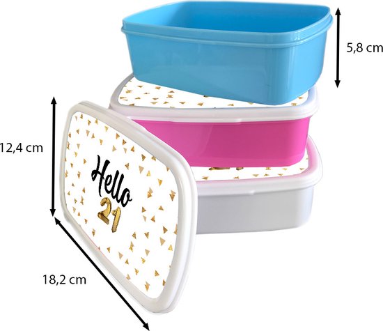 Lunch box Rose - Lunch box - Boîte à pain - Anniversaire - Décoration - 21 ans - 18x12x6 cm - Enfants - Fille