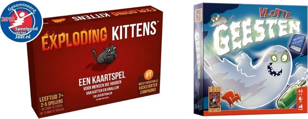 Spellenbundel - Kaartspel - 2 stuks - Exploding Kittens & Vlotte Geesten