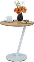 Relaxdays bijzettafel rond - modern - koffietafeltje - stalen voet - binnen - houtlook