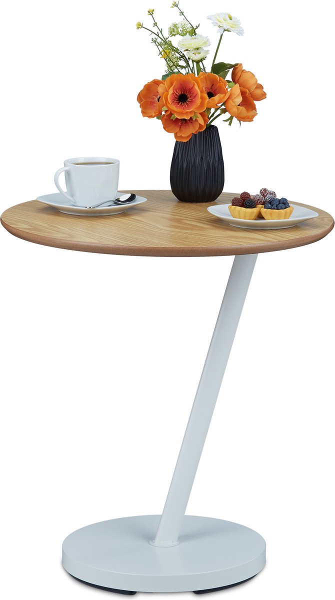 Relaxdays Round Side Table, Glass and Metal, HDD 51 x 50 x 50 cm, Decorative Coffee Table, Black