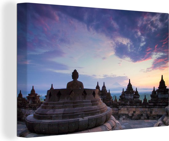 Borobudur au lever du soleil sur toile 120x80 cm - Tirage photo sur toile (Décoration murale salon / chambre)