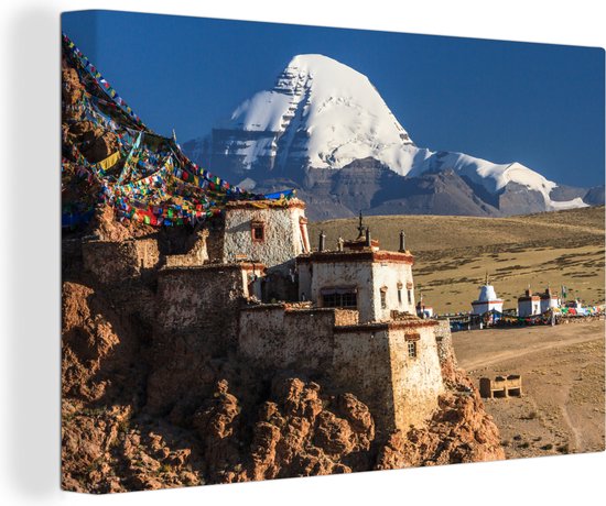 Canvas Schilderij Schemering over de Tibetaanse Kailash nabij China - 120x80 cm - Wanddecoratie