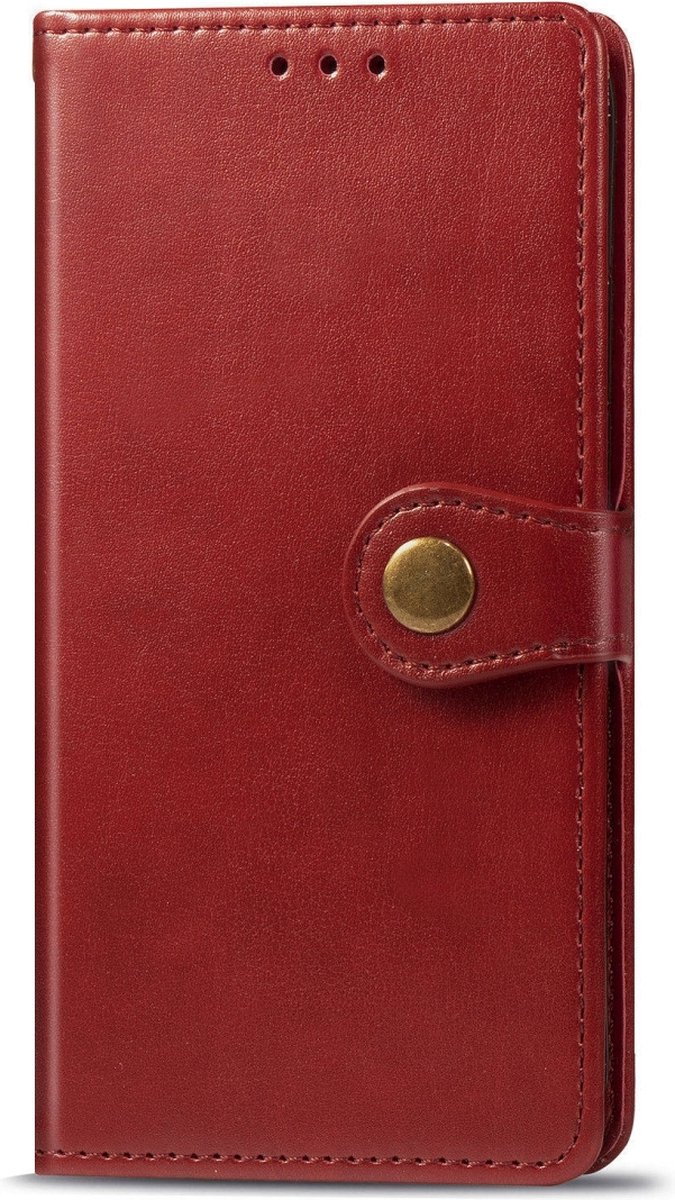 Mobigear Telefoonhoesje geschikt voor OPPO A5 (2020) Hoesje | Mobigear Snap Button Bookcase Portemonnee | Pasjeshouder voor 3 Pasjes | Telefoonhoesje voor Pinpas / OV Kaart / Rijbewijs - Rood