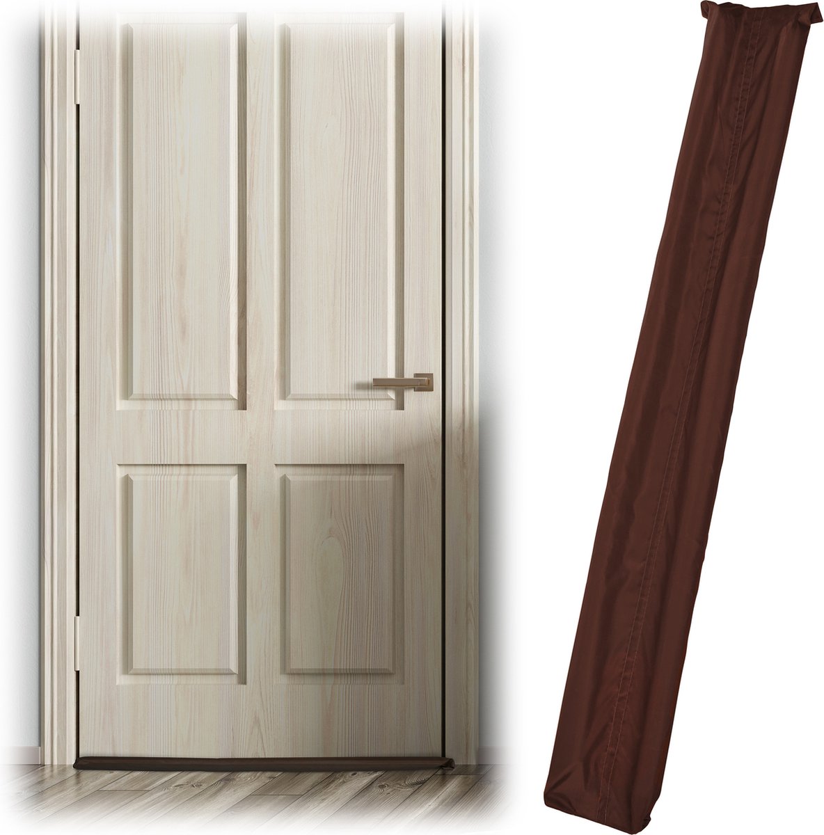 Relaxdays 1x tochtstopper deur - tochtstrip - tot 8 cm dikke deuren - tochtwering bruin