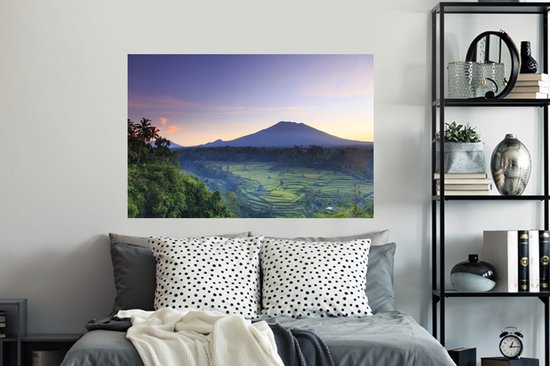 Sticker Muursticker Indonésie - Rizières en Indonésie - 120x80 cm - film adhésif autocollant - sticker mural repositionnable