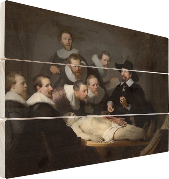Wanddecoratie hout De anatomische les van Dr. Nicolaes Tulp Schilderij van...