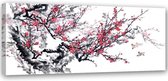 Trend24 - Canvas Schilderij - Japanse Kersenbloesems - Schilderijen - Bloemen - 90x30x2 cm - Zwart