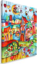 Trend24 - Canvas Schilderij - Fairy Tale Town - Schilderijen - Voor Jongeren - 70x100x2 cm - Meerkleurig