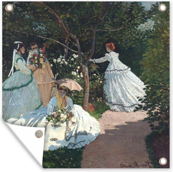 Tuinposters Vrouwen in de tuin - Claude Monet - 50x50 cm - Tuindoek - Buitenposter