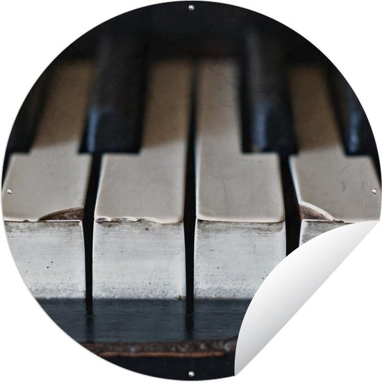 Tuincirkel De toetsen van een antieke piano - 60x60 cm - Ronde Tuinposter - Buiten