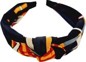 Haarband Diadeem Knoop Multi Color Print Oranje