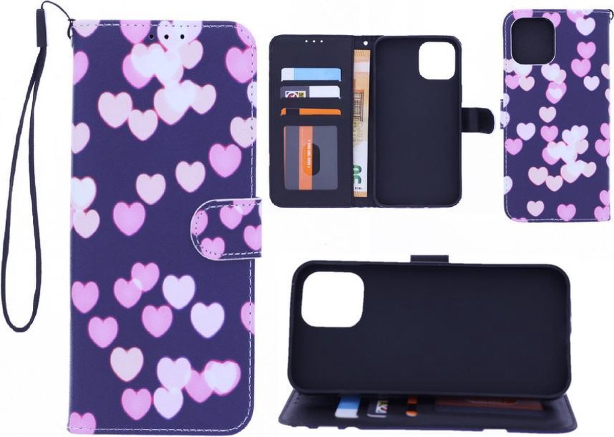 Bookcase Geschikt voor: Oppo A73 5G hoesje met print - Hearts