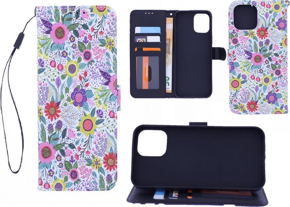 Bookcase Geschikt voor: Xiaomi Mi 11 hoesje met print - Flowers