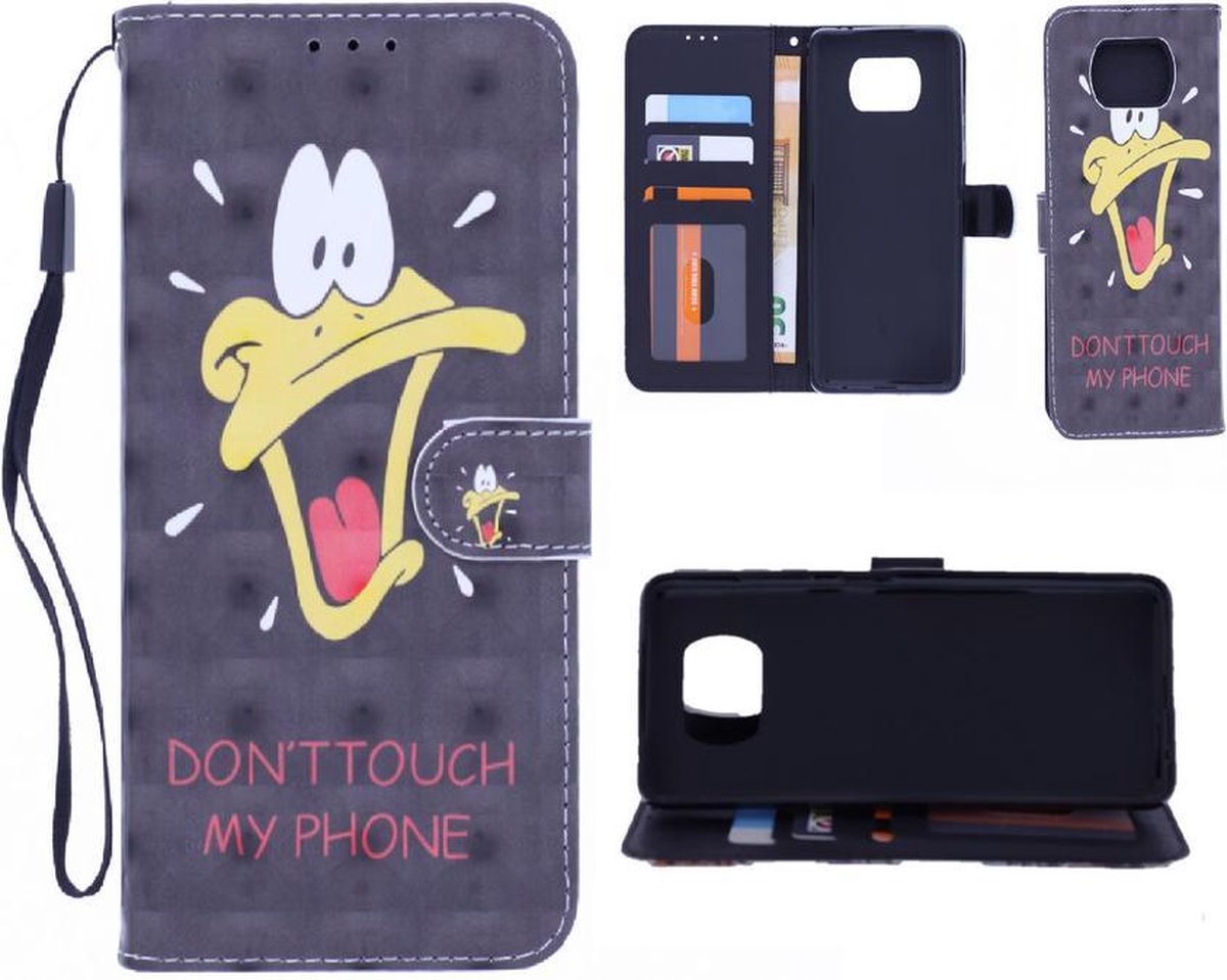hoesje Geschikt voor: Nokia 5.4 / 3.4 Bookcase met print - Don't Touch My Phone Duck 3D