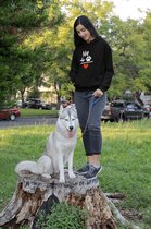 Me + My Dog = Love Hoodie, Unieke Cadeaus Voor Hondenliefhebbers, Grappige Hooded Sweatshirt, Kwaliteit Unisex Hooded Sweatshirt, D004-022B, XXL, Zwart
