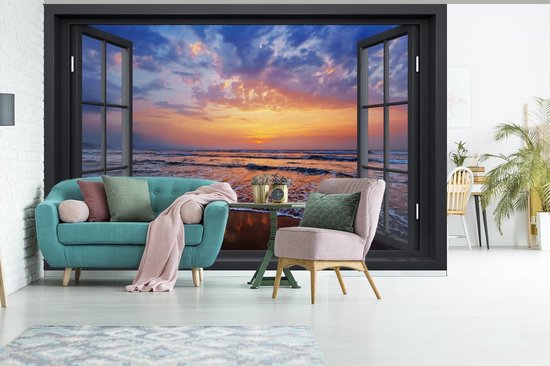 Papier peint - Papier peint photo murale Transparente - Mer - Plage - Largeur 450 cm x hauteur 300 cm