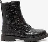 Blue Box dames croco biker boots - Zwart - Maat 38