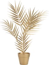 Kunstplant bamboo palm plant goud in kunststof pot H48 cm - Woondecoratie kunstplanten