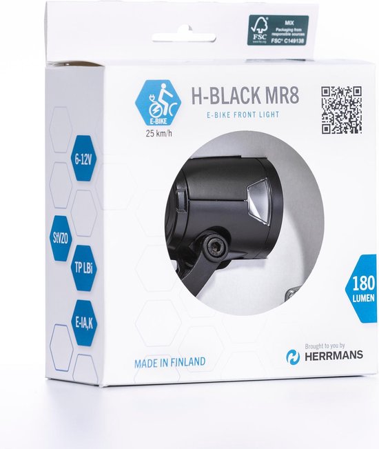 Herrmans Voorlicht H-black Mr8 E-bike 6/12v 180 Lumen Zwart — afbeelding 5