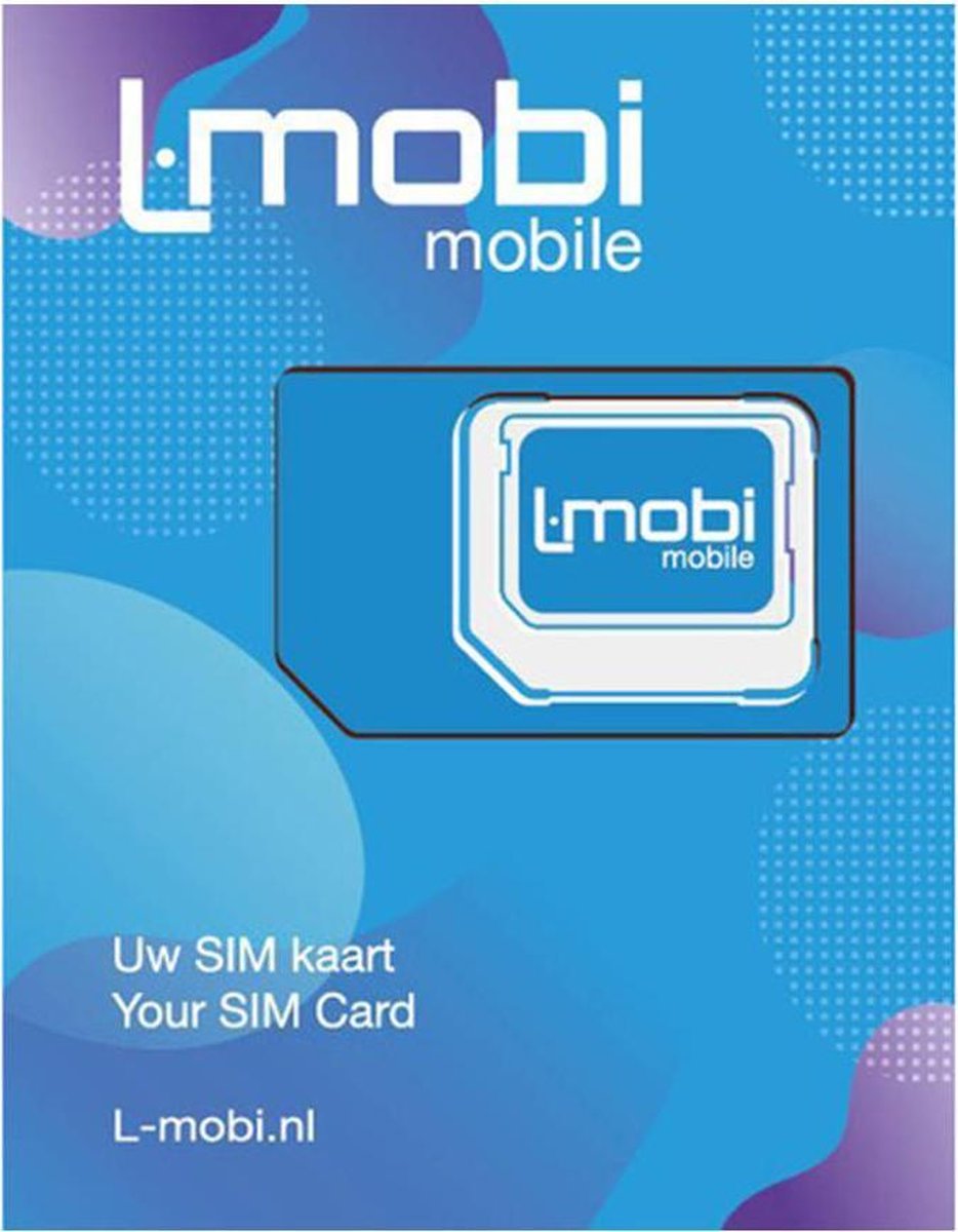 L-Mobi PrePaid Simkaart | 3 maanden bundel | 5GB, 500 belminuten & 50 sms'jes per maand | Netwerk van KPN