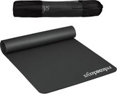 Relaxdays Yogamat 190 x 100 cm - sportmat - 1 cm dik - flexibel - fitnessmat - XL - rubber - grijs