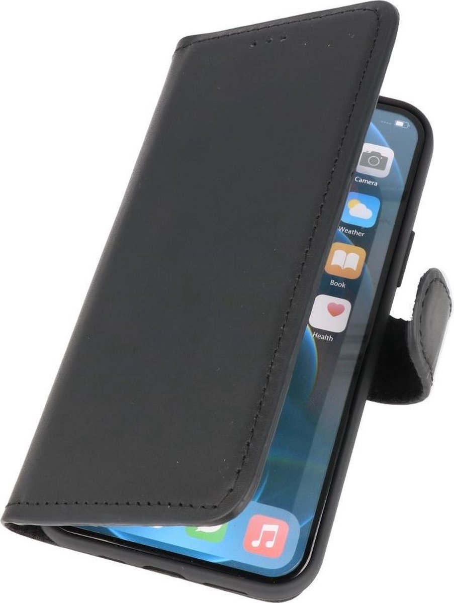 Galata Echt Lederen iPhone 13 Hoesje - BookCase - Zwart
