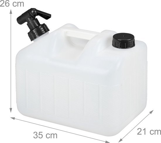 Relaxdays jerrycan met kraan - 10 liter - BPA-vrij - schroefdeksel - handgreep - camping - wit-zwart van Relaxdays — afbeelding 3
