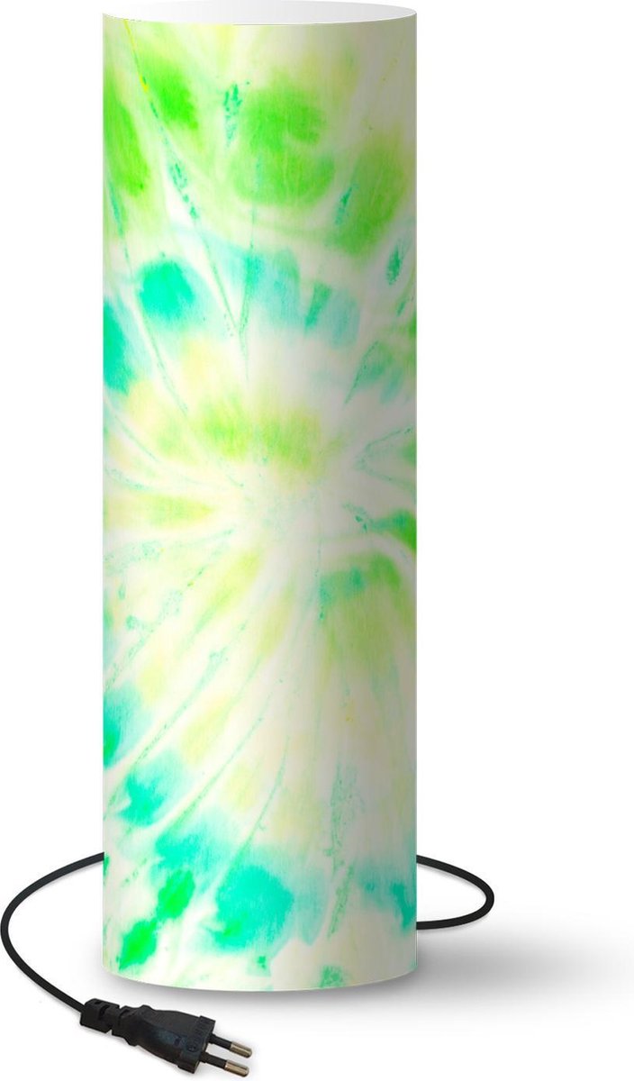 Lamp - Nachtlampje - Tafellamp slaapkamer - Zomer - Tie dye - Wit - 60 cm hoog - Ø19.1 cm - Inclusief LED lamp