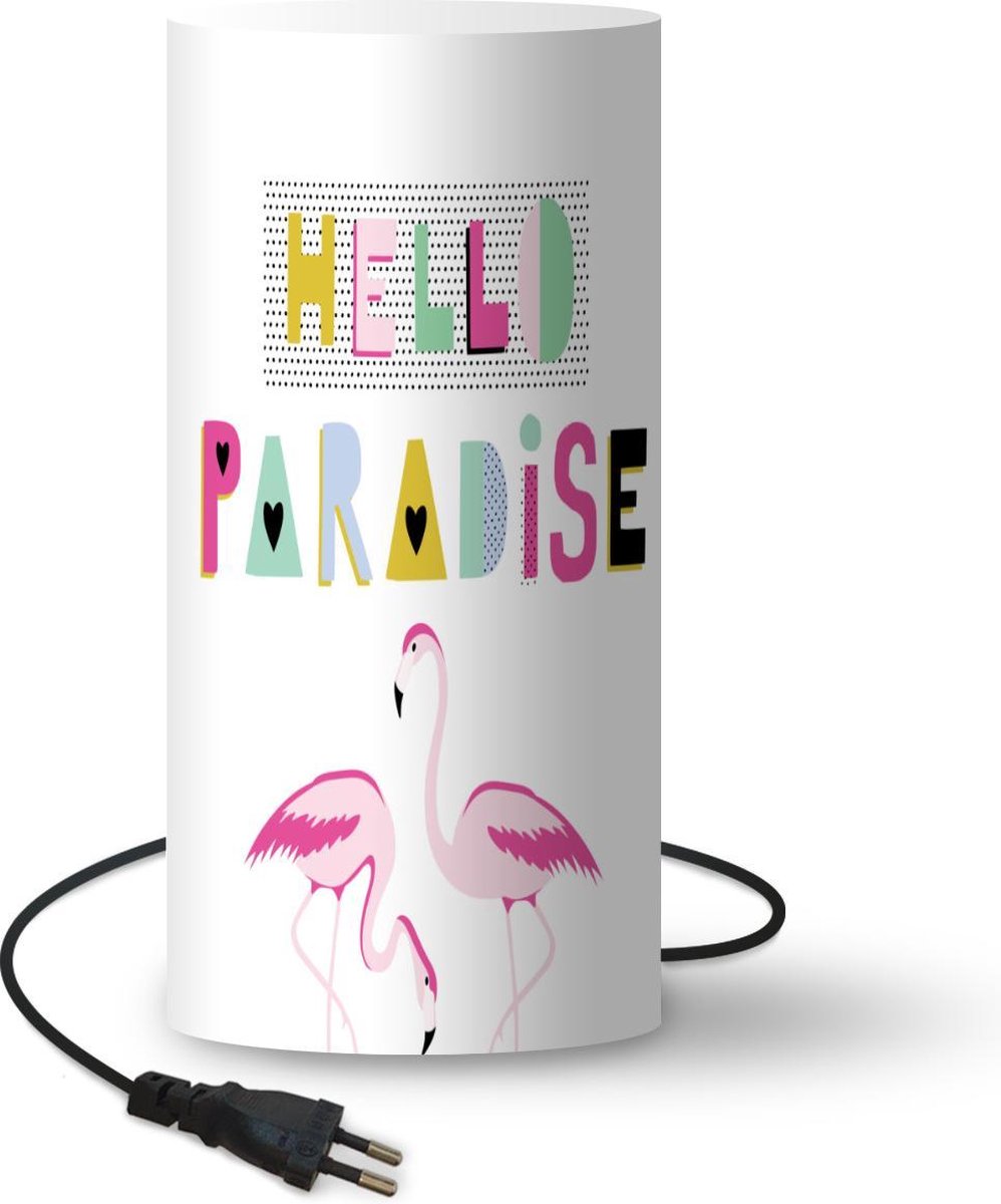 Lamp - Nachtlampje - Tafellamp slaapkamer - Flamingo - Roze - Wit - 54 cm hoog - Ø24.8 cm - Inclusief LED lamp