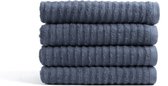 Seashell Wave Handdoekset - 4 stuks - Jeans blauw - 70x140cm - Premium