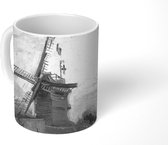 Mok - Moulin de la Galette - Vincent van Gogh - Zwart - Wit - 350 ML - Beker