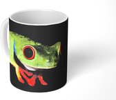 Mok - Koffiemok - Kikker - Blad - Zwart - Mokken - 350 ML - Beker - Koffiemokken - Theemok