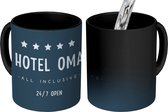 Magische Mok - Foto op Warmte Mokken - Koffiemok - Oma - Hotel oma all inclusive 24/7 open - Spreuken - Quotes - Magic Mok - Beker - 350 ML - Theemok - Mok met tekst