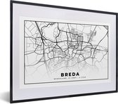 Fotolijst incl. Poster - Plattegrond - Breda - Nederland - 40x30 cm - Posterlijst - Stadskaart