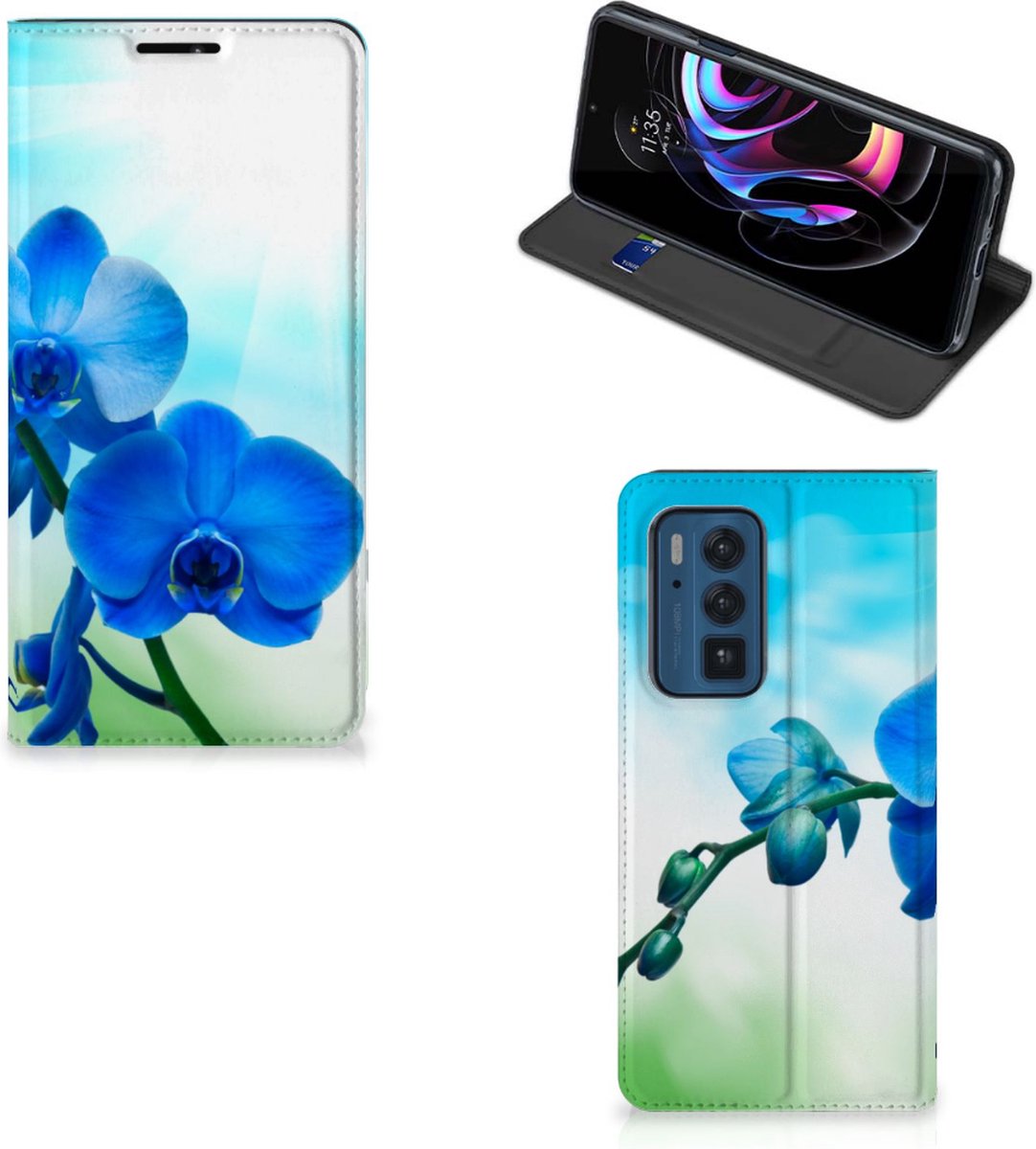 Motorola Edge 20 Pro Smart Cover Orchidee Blauw - Cadeau voor je Moeder