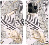 iMoshion Hoesje Geschikt voor iPhone 13 Pro Hoesje Met Pasjeshouder - iMoshion Design Softcase Bookcase - Meerkleurig / Glamour Botanic