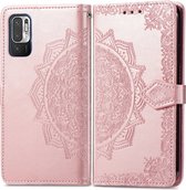 iMoshion Hoesje Geschikt voor Xiaomi Redmi Note 10 (5G) Hoesje Met Pasjeshouder - iMoshion Mandala Bookcase - Rosé Goud