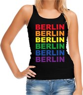 Regenboog Berlin gay pride / parade zwarte tanktop voor dames - LHBT evenement tanktops kleding M