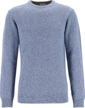 Profuomo heren trui wolmengsel - slim fit met O-hals - jeansblauw melange -  Maat: XXL