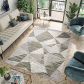 Tapiso Asthane Vloerkleed Grijs Groen Slaapkamer Woonkamer Tapijt Maat - 200x300