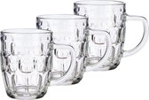 Set van 6x stuks glazen bierpul/pitcher 520 ml - 52 cl - Bierglazen 14 x 12 cm