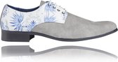 Delft Blue - Maat 41 - Lureaux - Kleurrijke Schoenen Voor Heren - Veterschoenen Met Print